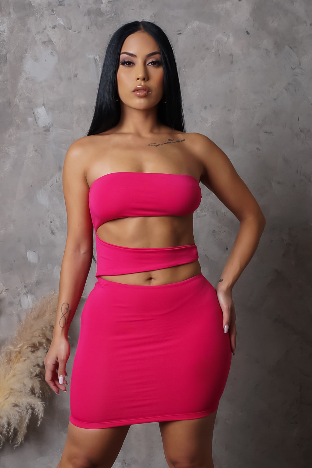 mini dress fuchsia Fuchsia Poplin Low Back Sleeveless Mini Dress