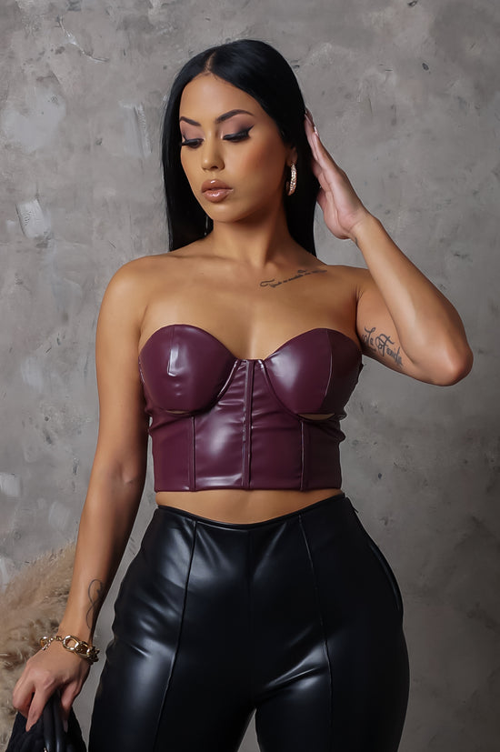 Life Of The Party Corset Crop Top - Burgundy