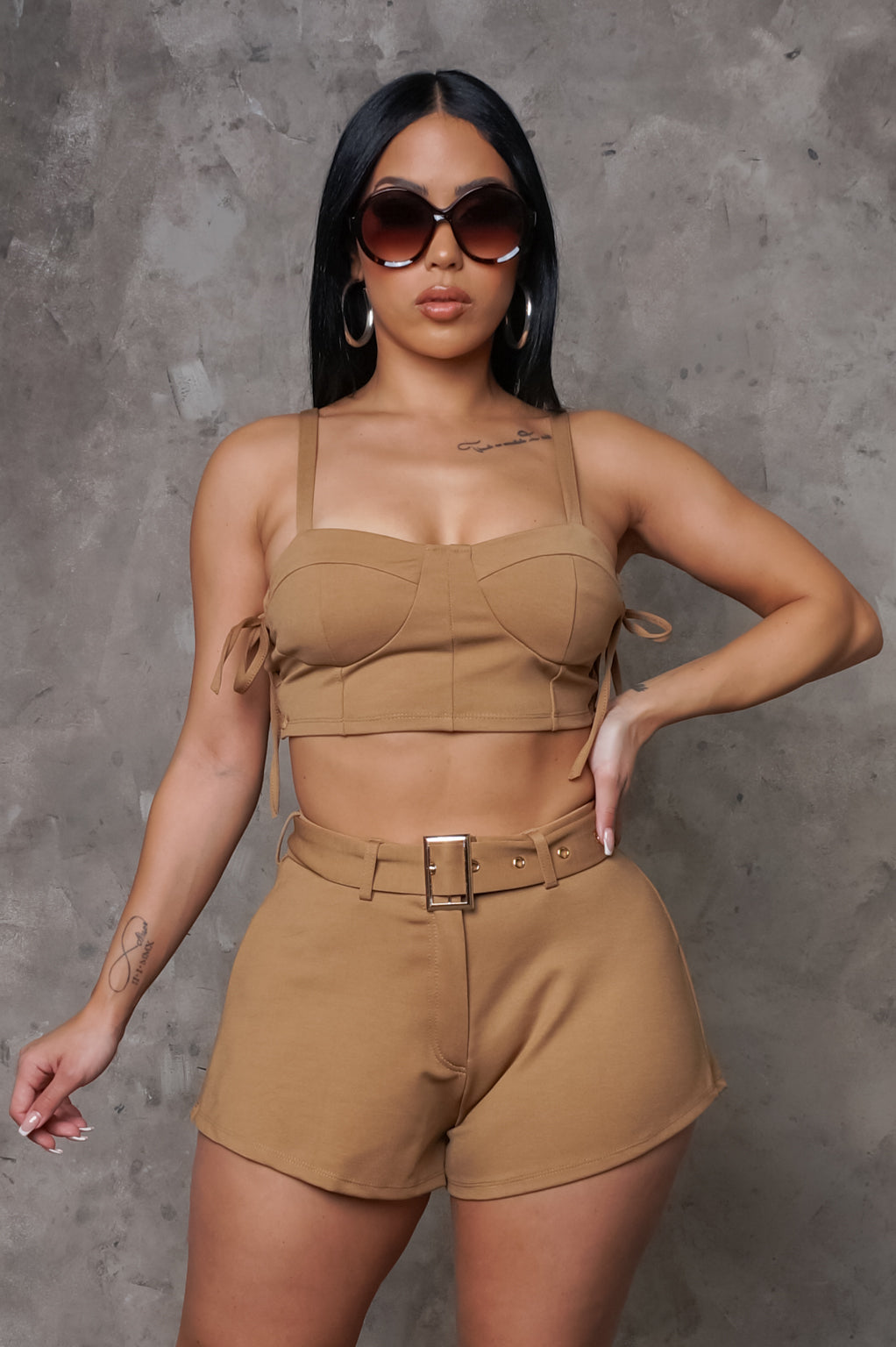 Catch Me If You Can Two Piece Short Piece - Taupe