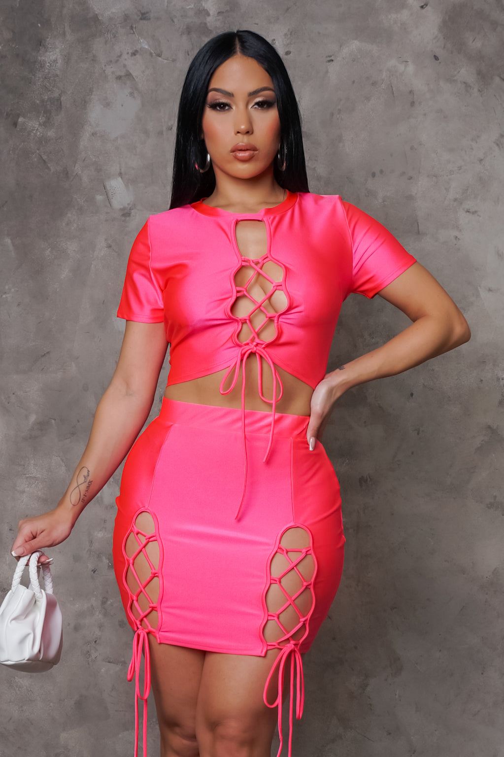 Meilyn Two Piece Skirt Set - Pink