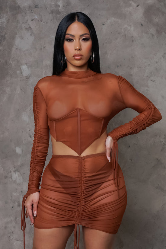 Cocktails For Two Skirt Set - Brown