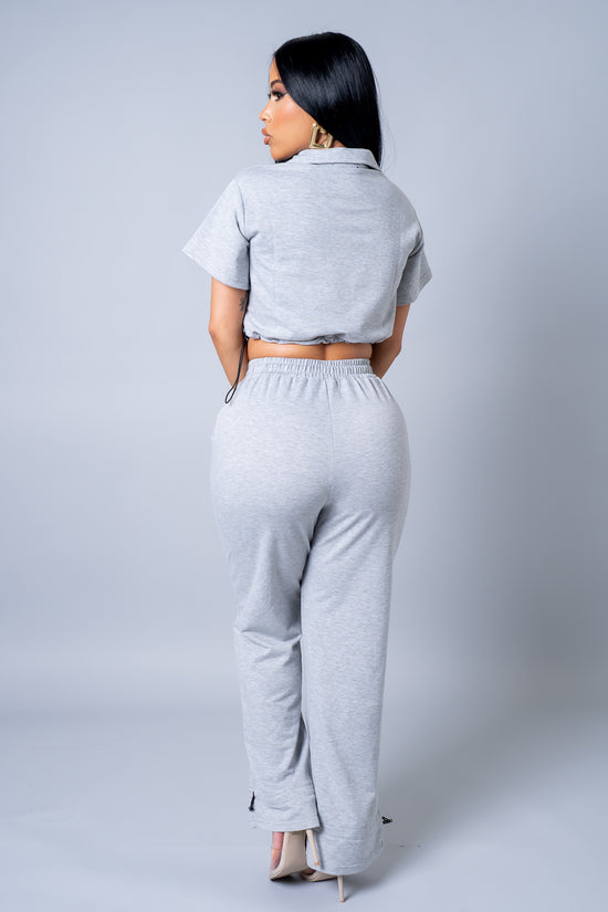 Restock!!! Cool People Two Piece Pants Set - Gray