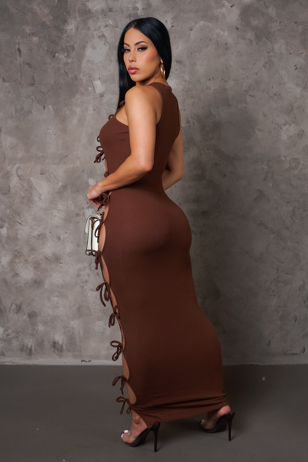 Caught In A Knot Maxi Dress - Brown