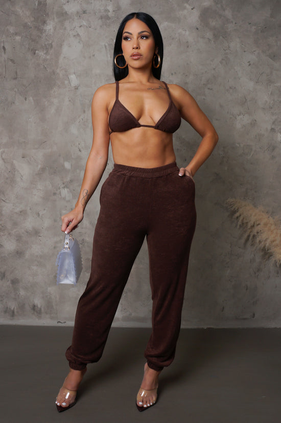 Excuse Me Two Piece Pant Set - Brown