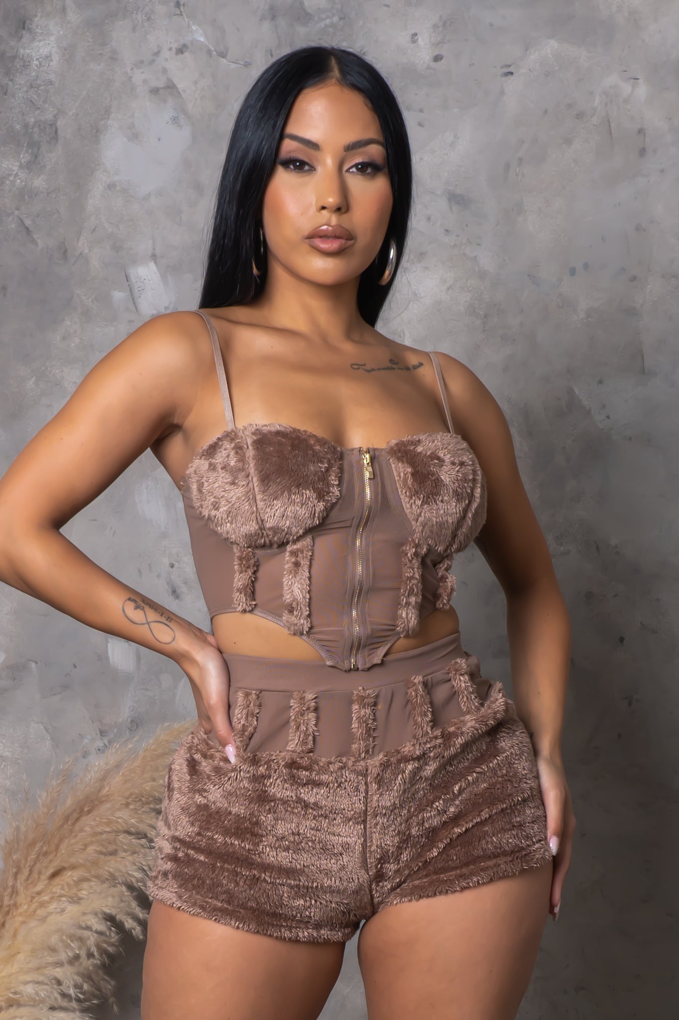 Load image into Gallery viewer, Thinking Of You Two Piece Shorts Set - Brown
