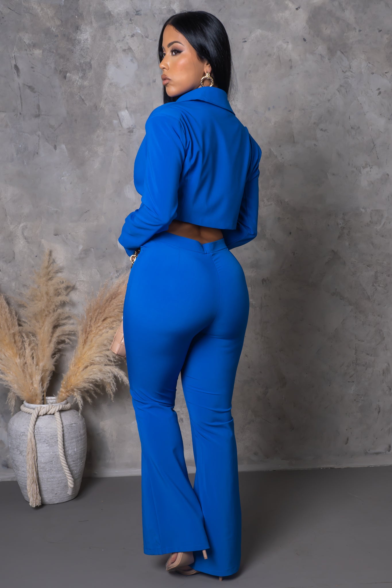 Can't Pay Me To React Two Piece Pant Set - Blue