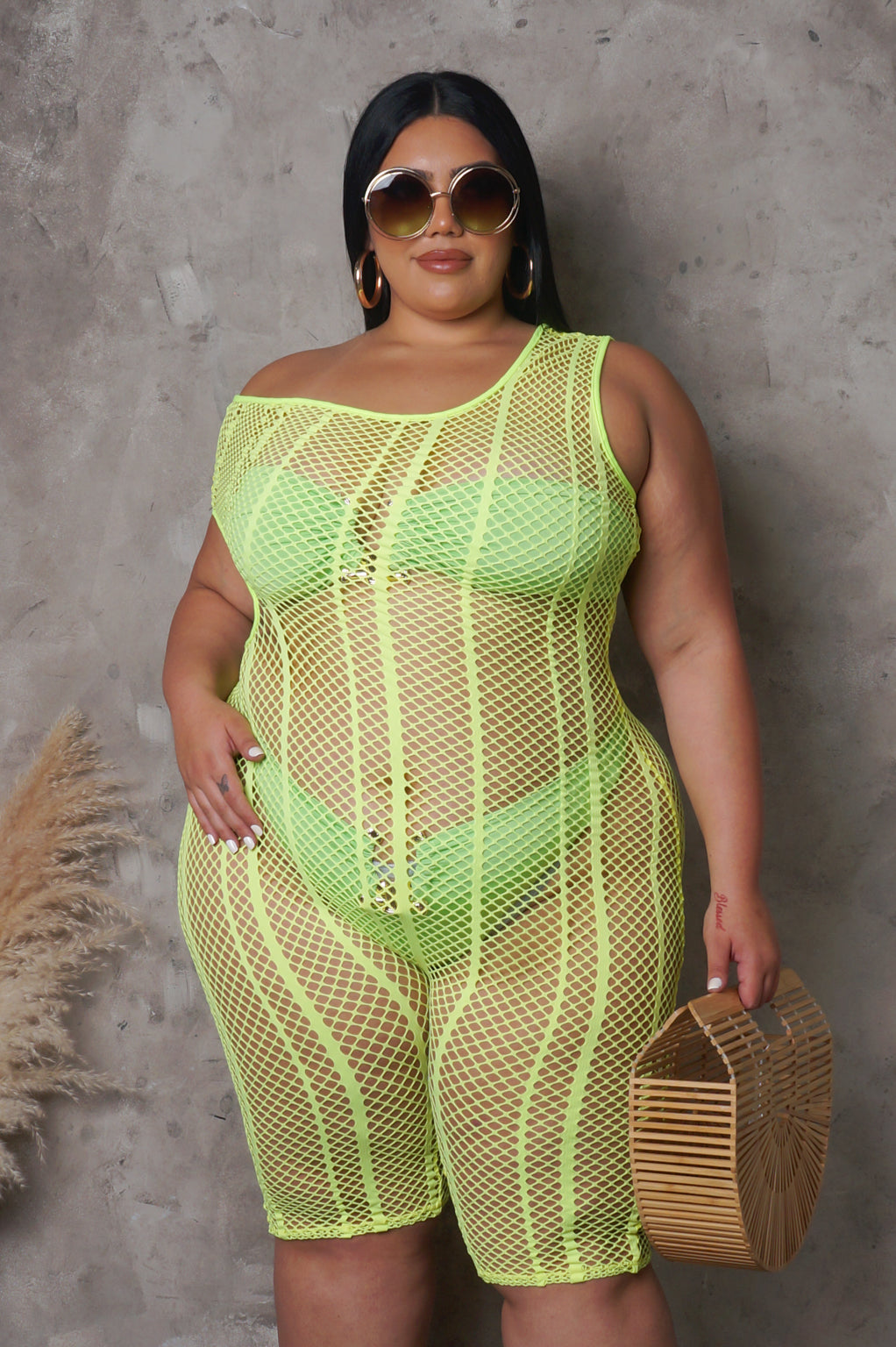 Load image into Gallery viewer, Plus Size Karol Romper - Neon Yellow

