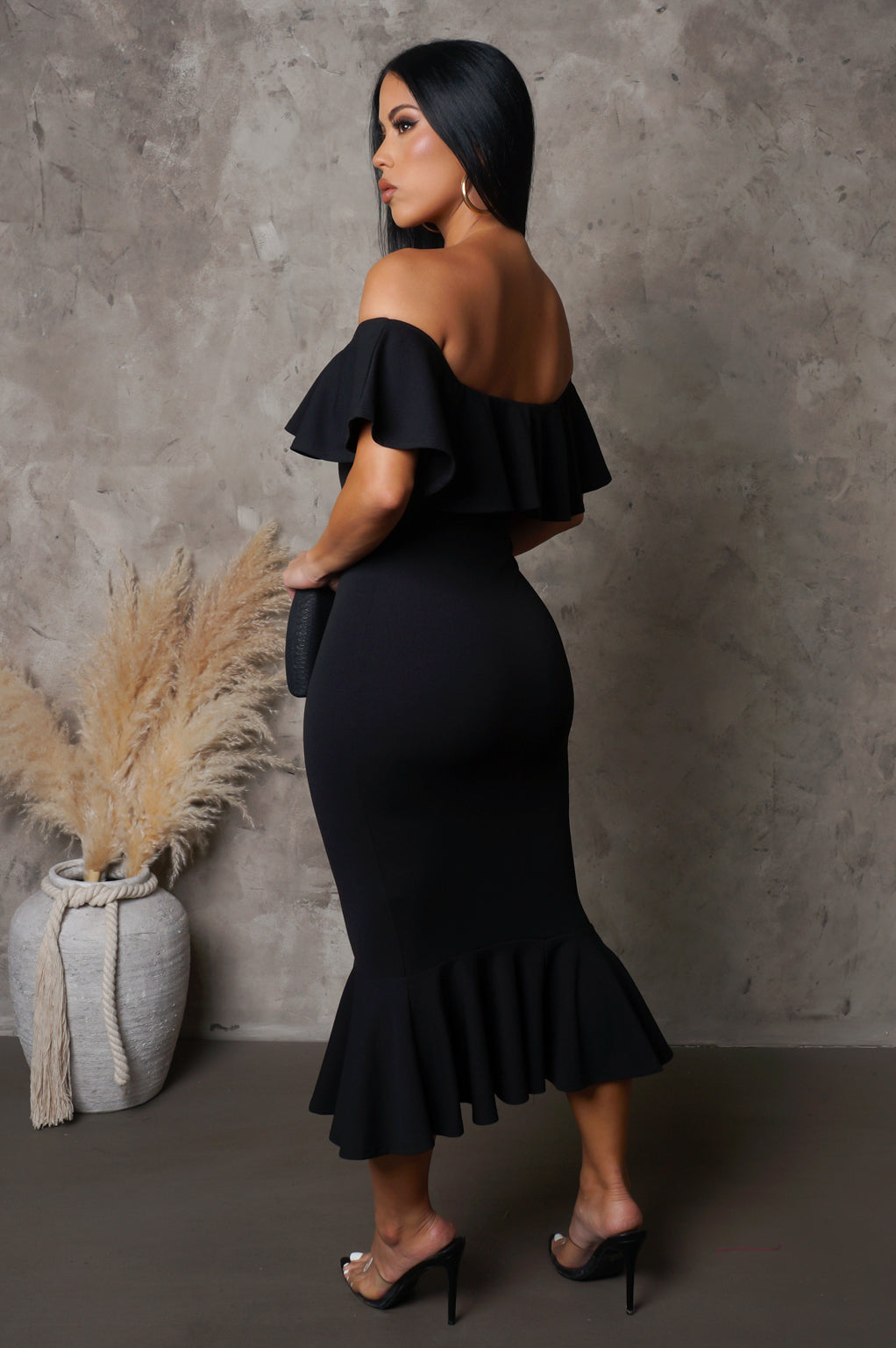Floreto Midi Dress - Black